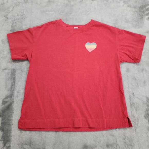 Old Navy Top Womens S Pink Loose Vintage Graphic Tee Heart LOVE YOURSELF ALREADY - Picture 1 of 8